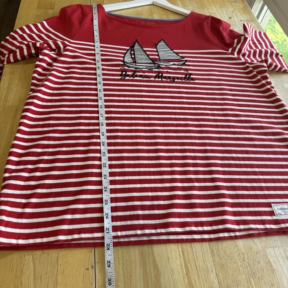 Talbots Top 2X Red Stripe Sailboat Coastal Nautical Preppy Thick Pristine Nice - Picture 9 of 14
